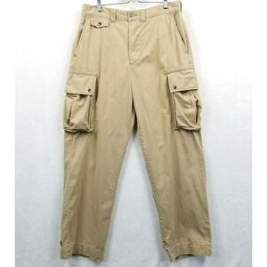 Vtg Polo Ralph Lauren Cargo Pants Men 34x31‎ Beige Chino 67 Tapered Military Y2K